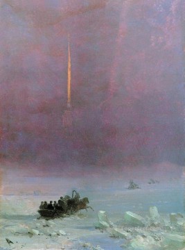  petersburg Oil Painting - st petersburg the ferry across the river Ivan Aivazovsky